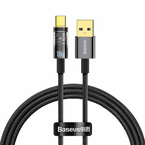 Кабель Baseus Explorer Series Auto Power-Off Fast Charging Data Cable USB to Type-C 100W 2m Black