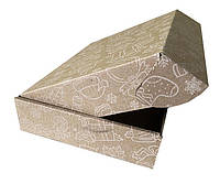Картонная коробка для подарков и сувениров с Новогодним рисунком 230х165х45 мм самосборная бурая