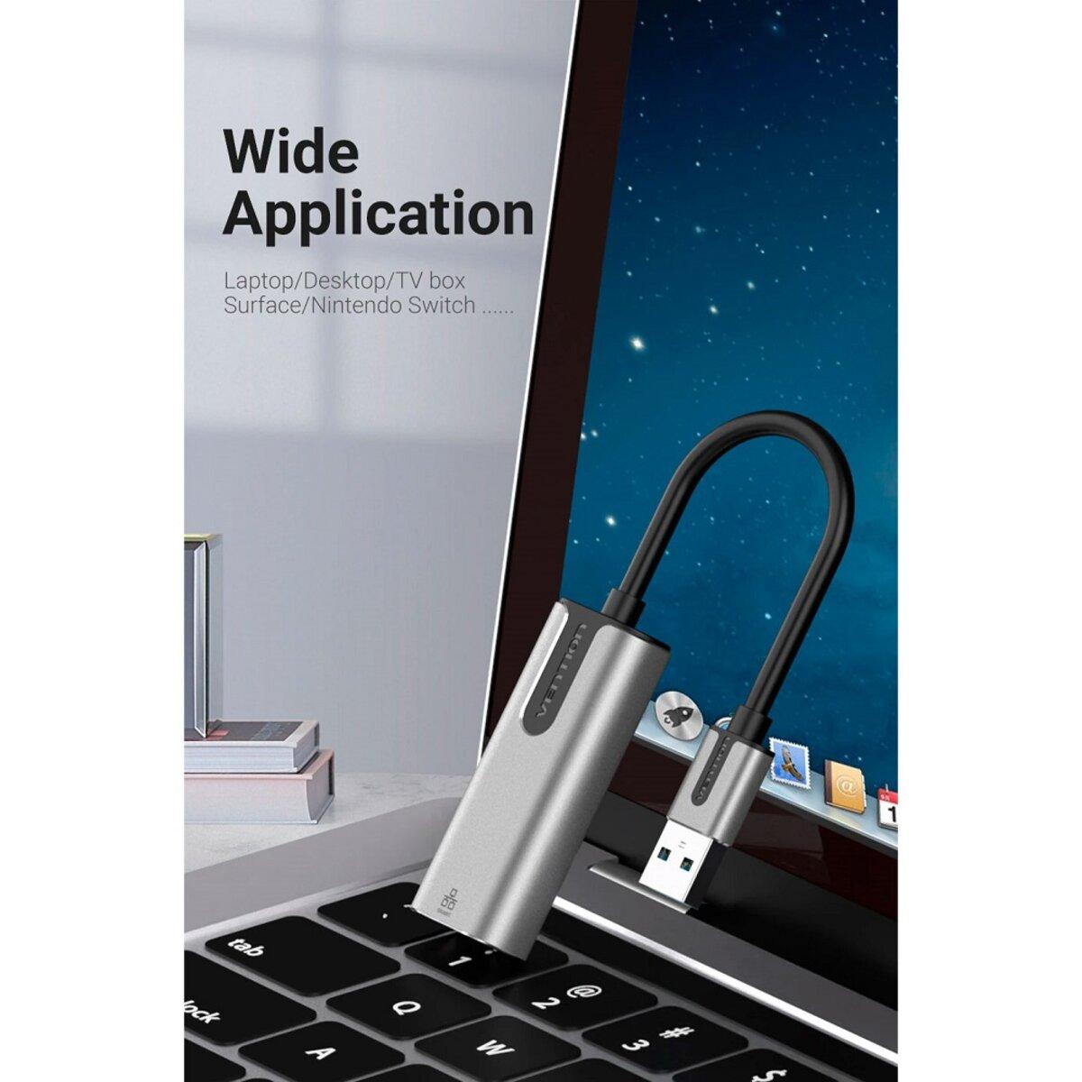 Адаптер Vention USB 3.0-A to Gigabit Ethernet Adapter Gray 0.15M Aluminum Alloy Type (CEWHB) - фото 7 - id-p1940075835