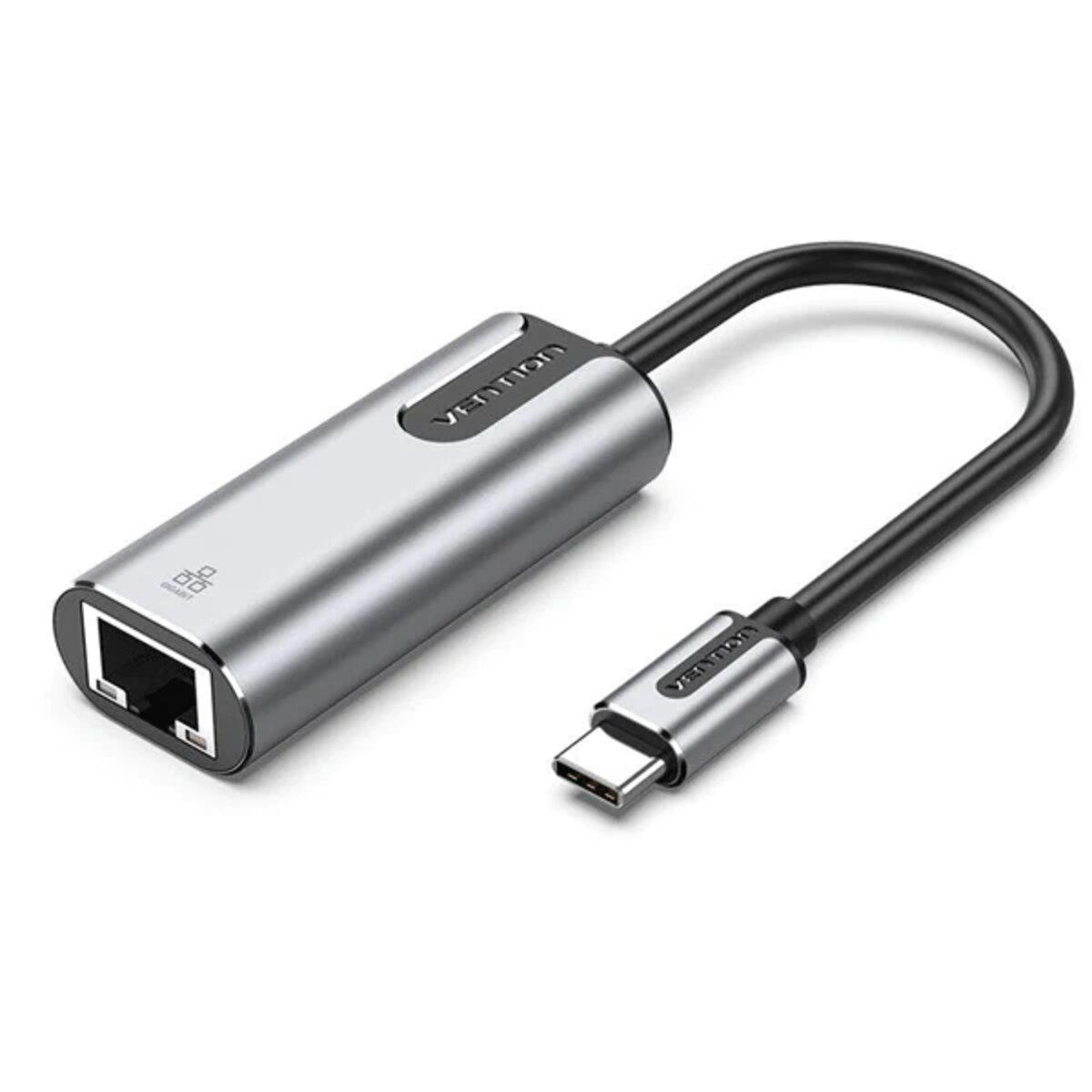 Адаптер Vention USB-C to Gigabit Ethernet Adapter 0.15M Gray Aluminum Alloy Type (CFNHB) - фото 1 - id-p1940075836