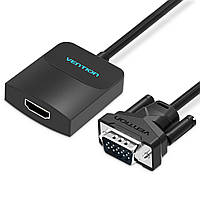 Адаптер Vention VGA to HDMI Converter with Female Micro USB and Audio Port 0.15M Black (ACNBB)