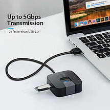 Хаб Vention 4 Ports USB 3.0 HUB 0.15M Black (CHBBB), фото 3