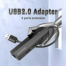 Хаб Vention 4-Port USB 3.0 Hub With Power Supply 0.15M Black (CHLBB), фото 3