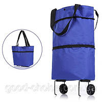 Складная тележка для покупок, сумка-тележка с колесами, складная детская сумка для продуктов (синяя)