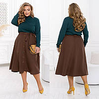 Женская юбка миди шоколадная большого размера (6 цветов) ЮР/-2468