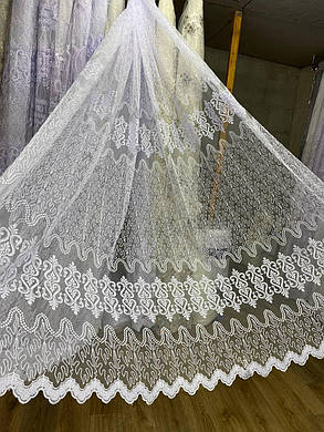 Тюль фатін вишивка 2,8 холодно білий, фото 1