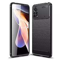 Чохол Fiji Ultimate Carbon для Xiaomi Poco X4 Pro 5G противоударный бампер чорний