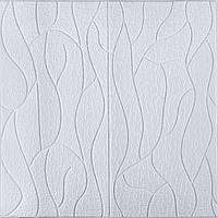 Белая самоклеющаяся потолочно-стеновая 3D панель "Скала" 700x700x5мм