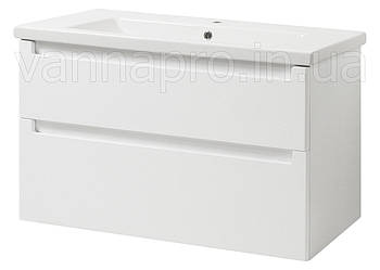 Тумба ЮВВІС для ванної кімнати 100 см біла підвісна ЕЛЬБА з умивальником КОМО