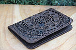 Шкіряна обкладинка для id паспорта/водійських прав, орнамент "Мандала", фото 4