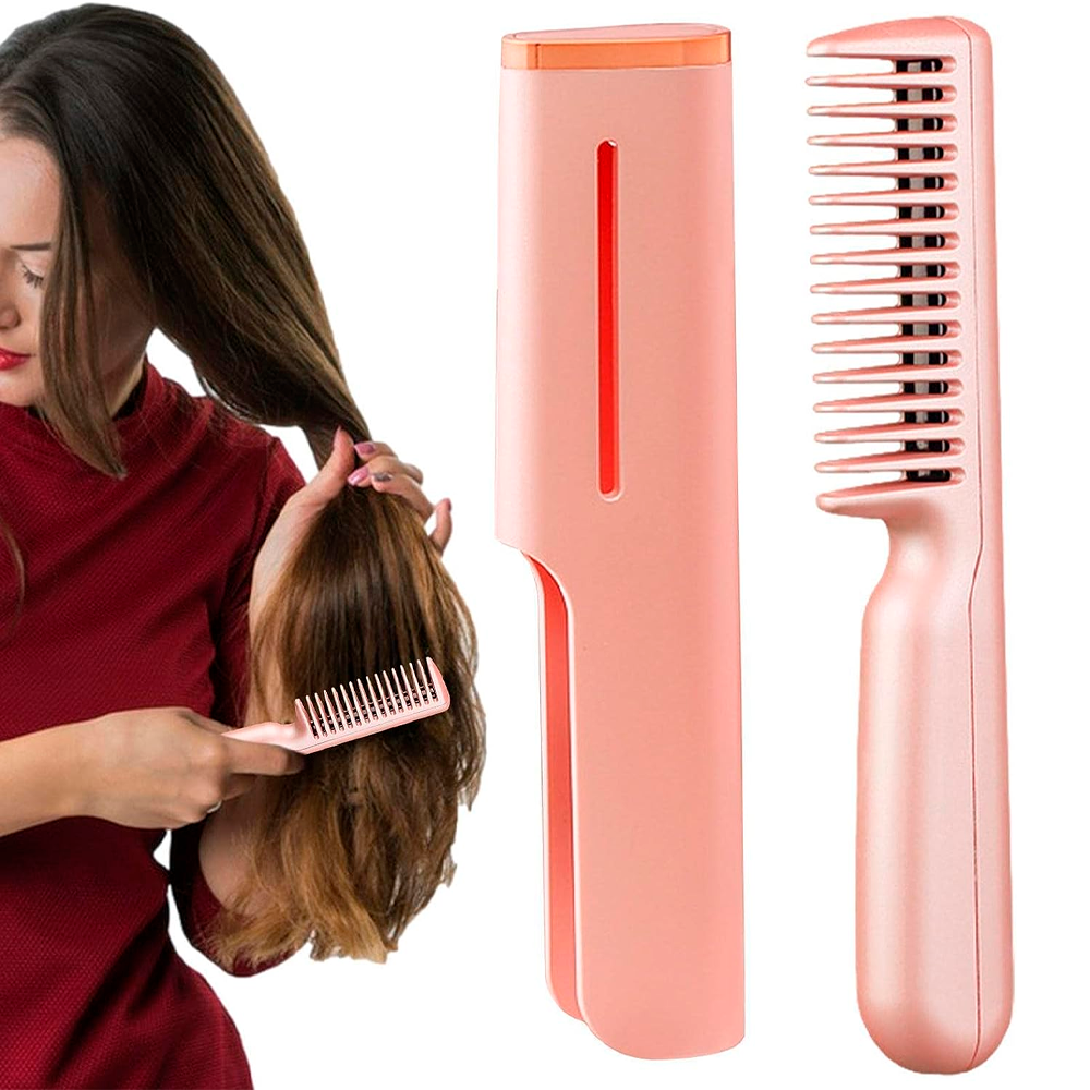 Портативний гребінець для волосся з USB, HAIR COMB LY-297, Рожевий / Електричний гребінець випрямляч для волосся
