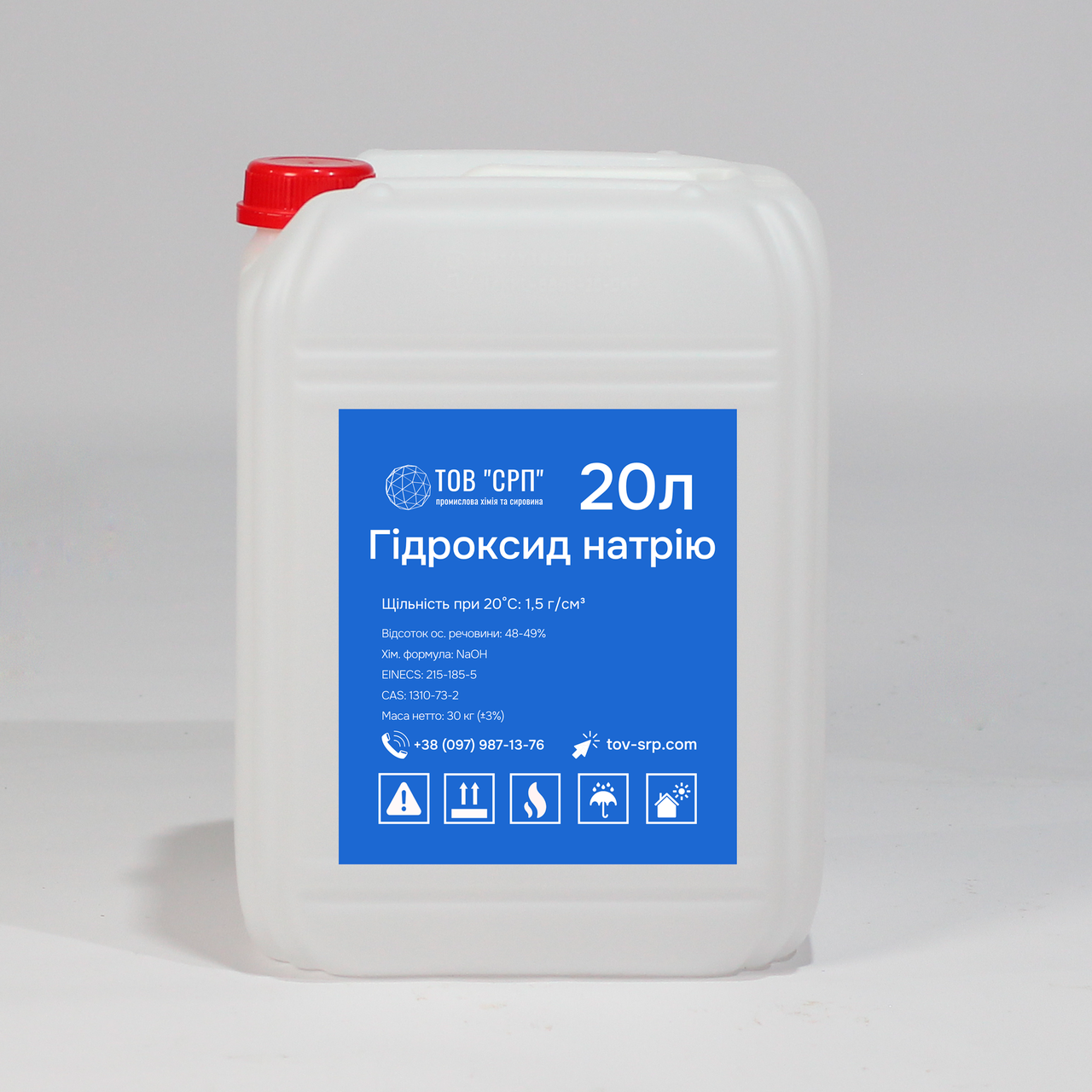 Сода каустична, гідроксид натрію тех рідка (каністри 20л)