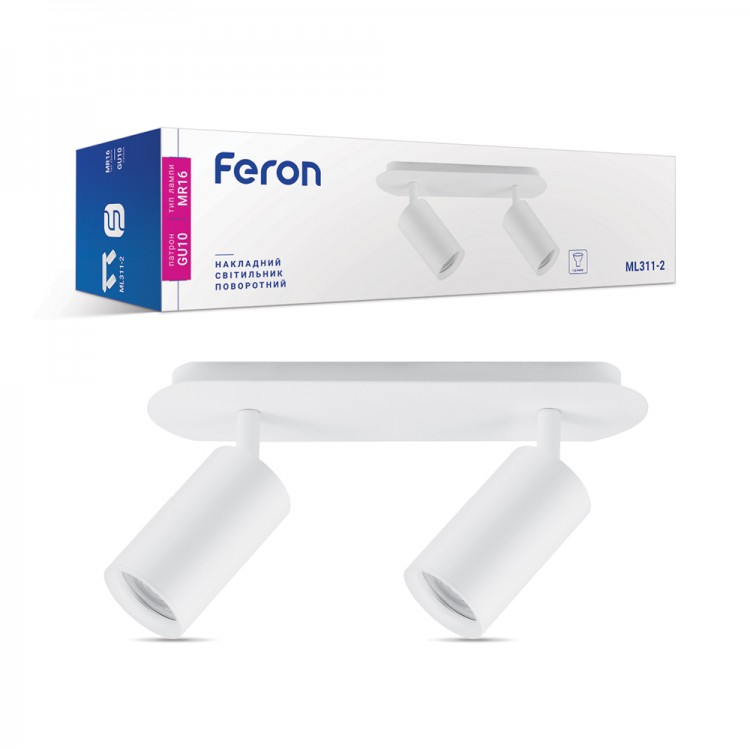 Накладний поворотний світильник Feron ML311-2 MR16/GU10 білий
