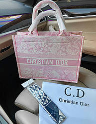 Жіноча сумка шоппер Крістіан Діор рожева Christian Dior Book Tote Pink