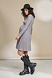 Тепла сукня у рубчик для вагітних та годування ELMA DR-33.042 сірий меланж, фото 2