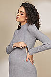 Тепла сукня у рубчик для вагітних та годування ELMA DR-33.042 сірий меланж, фото 6