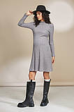 Тепла сукня у рубчик для вагітних та годування ELMA DR-33.042 сірий меланж, фото 8