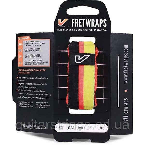 Gruv Gear FW1-BKRY-MD FretWraps String Muters 1-Pack World Flags Black Red Yellow Medium, фото 1