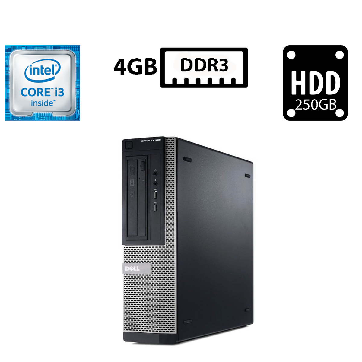 Комп'ютер Dell Optiplex 390 SFF/Core i3-2120 3.30GHz/4GB DDR3/HDD 250GB/Intel HD Graphics 2000 Б/В