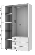 Розпашна Шафа для одягу Doros Гелар комплект Білий 2+3 ДСП 193,7х49,5х203,4 (42002116), фото 3