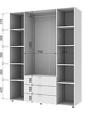 Розпашна Шафа для одягу Doros Гелар комплект Білий 3+4 ДСП 271,2х49,5х203,4 (42002120), фото 3