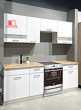 Кухня Doros Лея Білий гладкий / Cонома ДСП / вставки скло 220х60х250 (80359337), фото 4