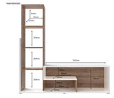 Стінка у вітальню Doros Етана Дуб Артизан / Білий 150х30х150 (41510097), фото 5
