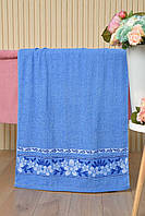 Рушник банний махровий синього кольору 164199L