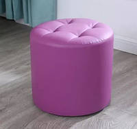 Пуф круглый мягкий из велюра 40*40*43 см фиолетовый, круглый пуфик велюровый с мягким сиденьем фиолетового цвета