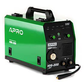 Зварювальний напівавтомат інверторний APRO MIG-200, 20-200А, ял.5 мм, к.0.8-1мм 5 кг 2.5+1.5+3м 894561