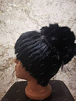 Жіноча шапка з натурального хутра з бубоном