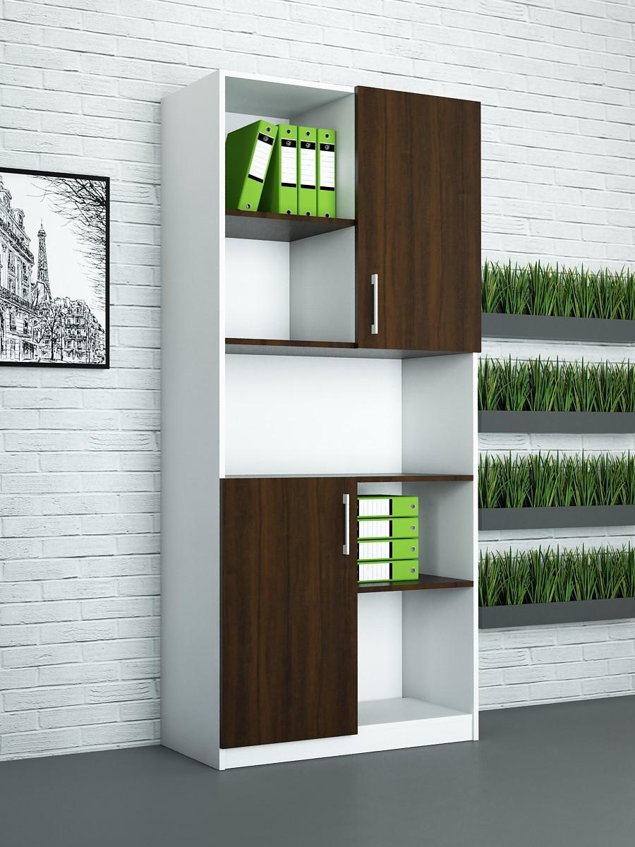 Офісна шафа ШД-Ш3 (600x400x1900) Белый/Орех Темный Гамма стиль, фото 1