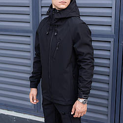 Куртка чоловіча softshell осіння весняна на флісі matri чорна демісезонна ветровка софтшелл