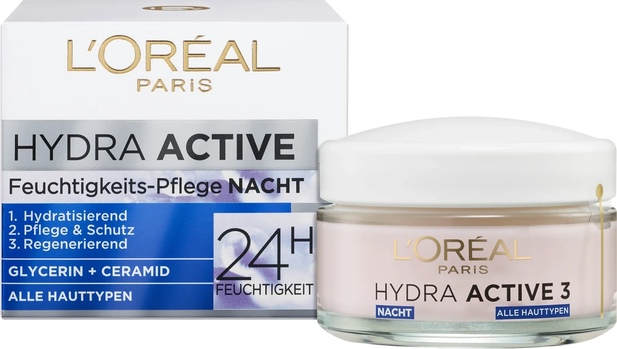 Нічний крем для сухої та чутливої шкіри L'ORÉAL PARIS Hydra Active 3, 50 мл.
