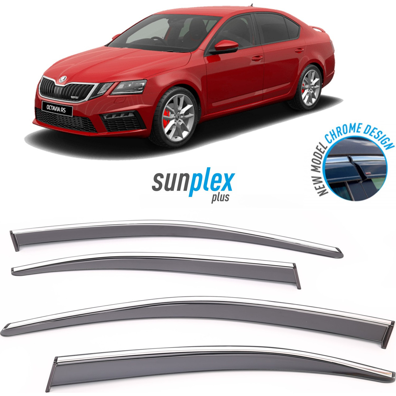 Дефлектор на вікна SUNPLEX (вітровики)  Skoda Octavia 2013+ PLUS-1-022-001