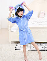 Дитячий халат на дівчинку Стіч махровий Кігурумі Кінгурамі Халат дитячі махрові зі стилем синій