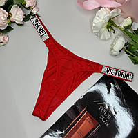Женские стринги Victoria's Secret красные, Красивые трусики стринги со стразами XL