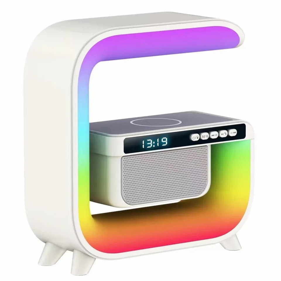 Нічник акумуляторний RGB G 3 з бездротовою зарядкою 15W і Bluetooth колонкою 3W Настільна смарт лампа