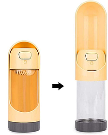 Портативна поїлка для собак 2в1 бежева 300мл 18,8 x 6,4 см