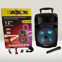 Мощная аккумуляторная Bluetooth колонка ZXX - 1209 100 Вт Переносная акустическая колонка с радиомикрофоном