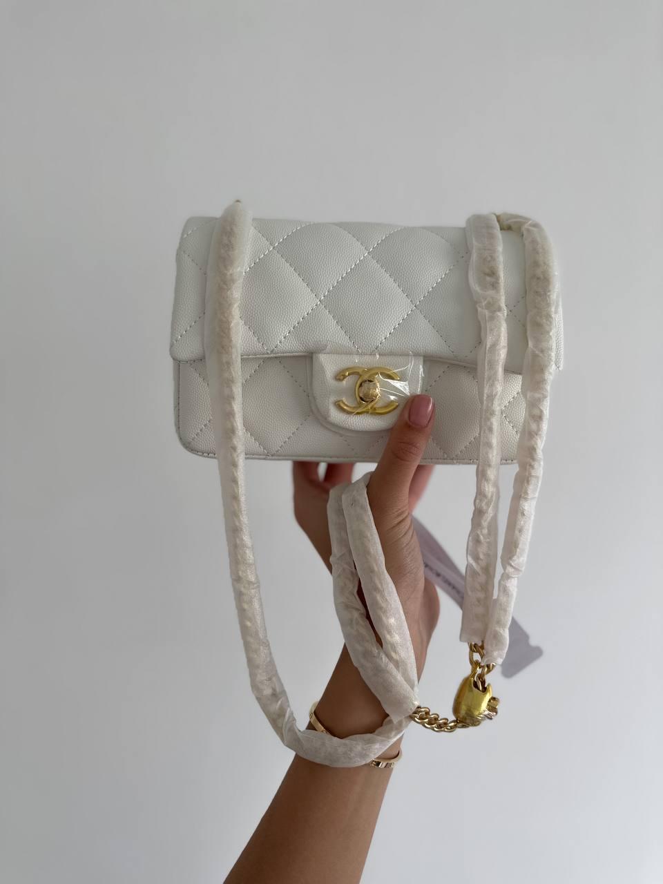 Жіноча сумка Шанель біла Chanel White Mini Premium