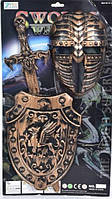Набір Лицаря, воїна на планшеті: Маска+щит+Меч 49 см бронзовий