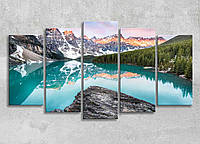 Модульная Картина Красивый Пейзаж Голубое Озеро Природа Вода Небо 5 частей Вид на горы Горная река Декор