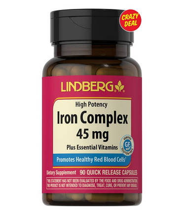 Комплекс із заліза Lindberg Iron Complex 45 мг 90 капс., фото 1