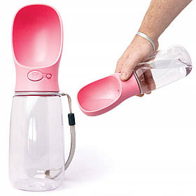 Портативна поїлка для собак рожева 550 мл 26 x 7,5 см