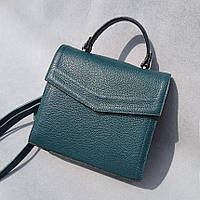 Шкіряна жіноча сумка. Зеленая жіноча сумка. Сумка-портфель.