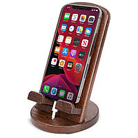 Поворотний настільний стенд-підставка для мобільного телефону Teslyar з дерева (коричневий)
