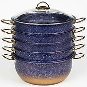 Мантоварка пароварка O.M.S. Collection 6091-C 28 см 5.8 л з гранітним покриттям 6 предметів Синий