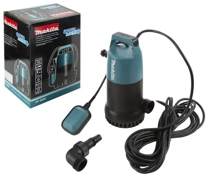 Занурювальний дренажний насос Makita PF0800 (0.8 кВт, 220 л/хв) для перекачування чистої та слабко забрудненої води