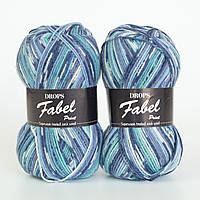 Пряжа Drops Fabel Print (колір 522 turquoise/blue)